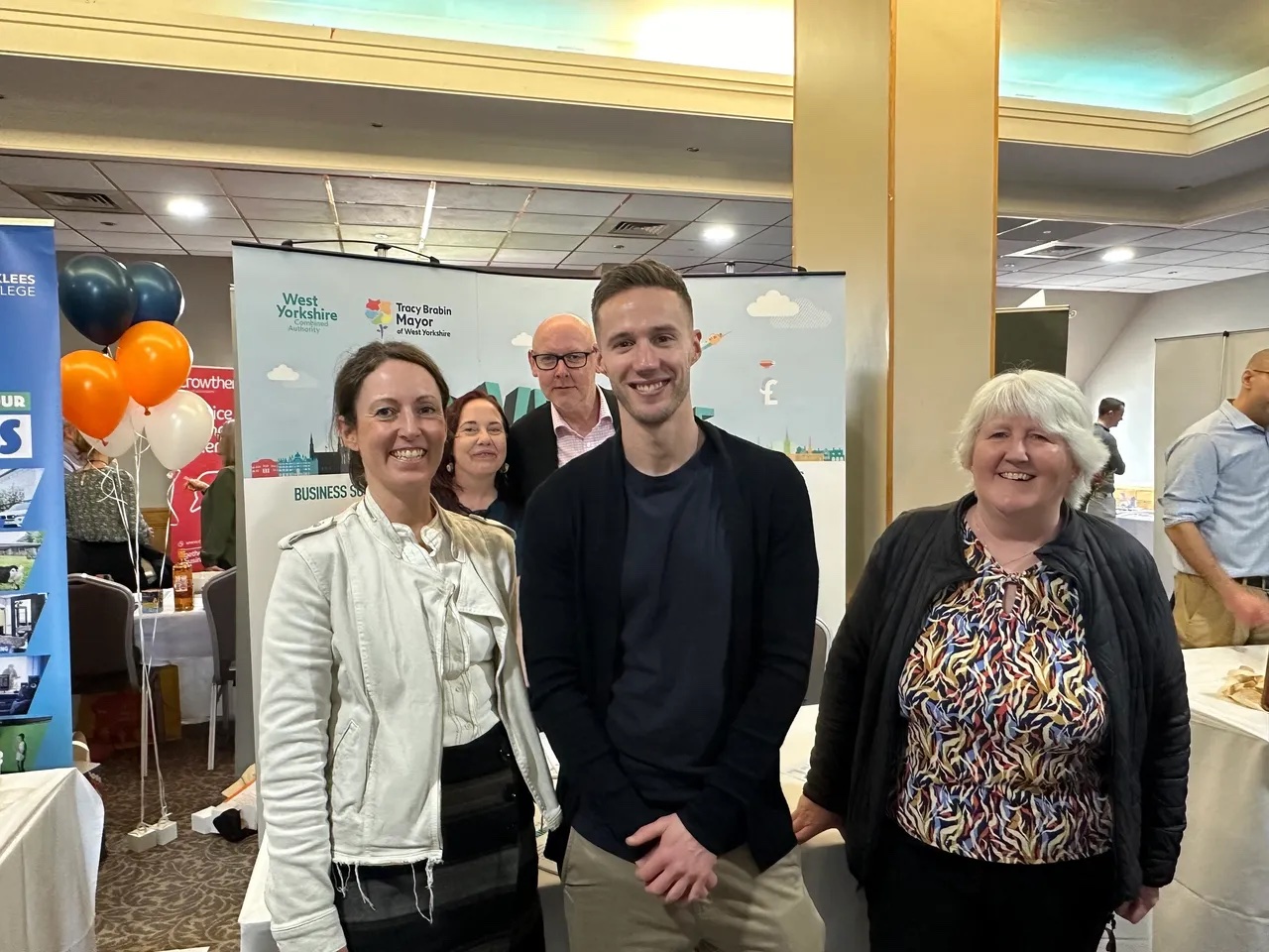 Sophie, of Sophie Seddon PR, at SAM Networking stood in front of the AD:ADVENTURE exhibition at the Cedar Court, Huddersfield.