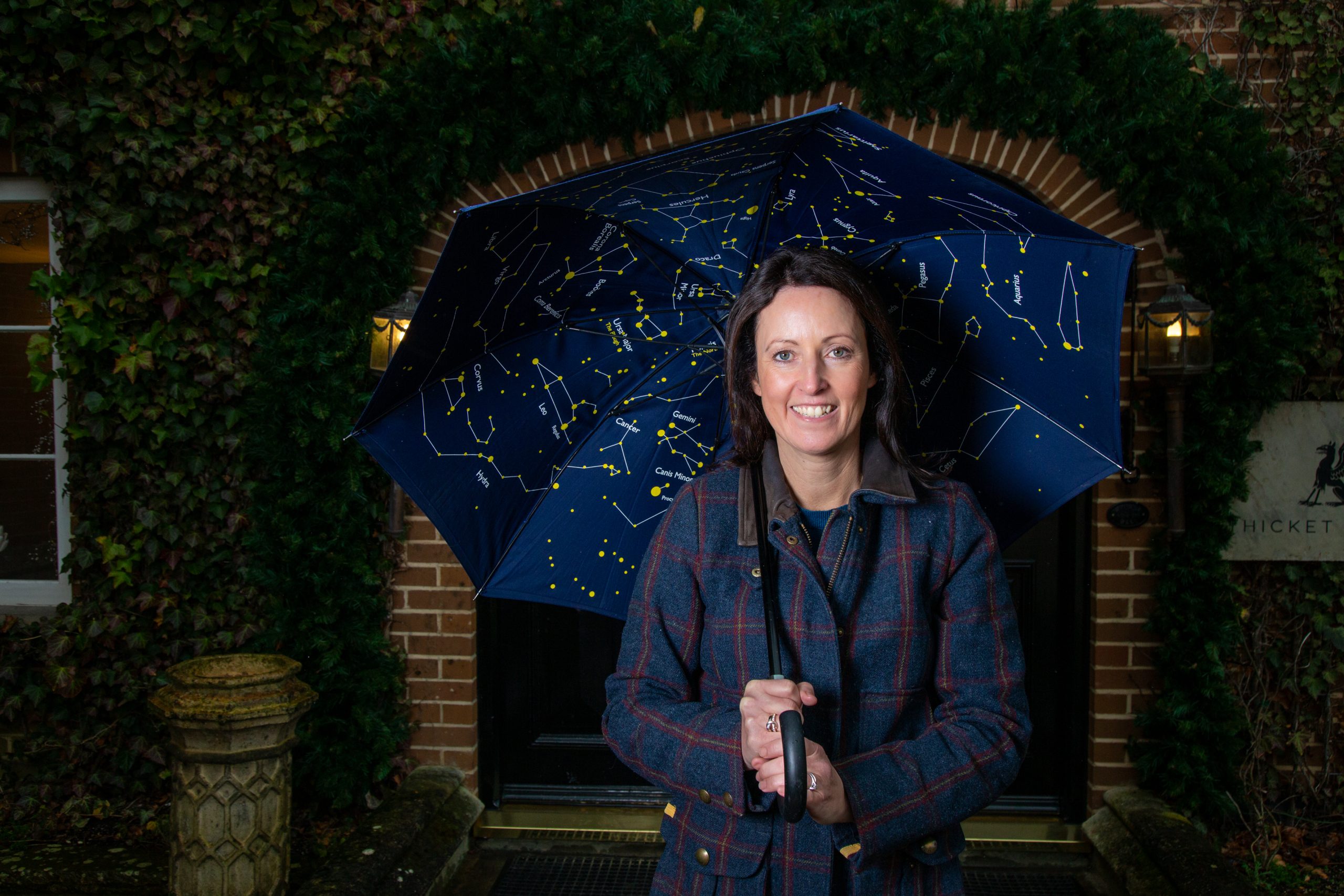 Connecting the dots... From the wonders of the universe at Jodrell Bank to the historic charm of Thicket Priory, York. Sophie Seddon of Sophie Seddon PR, captured by Roth Read Photography, with a Jodrell Bank umbrella—because great stories (and great PR) are all about seeing the bigger picture.