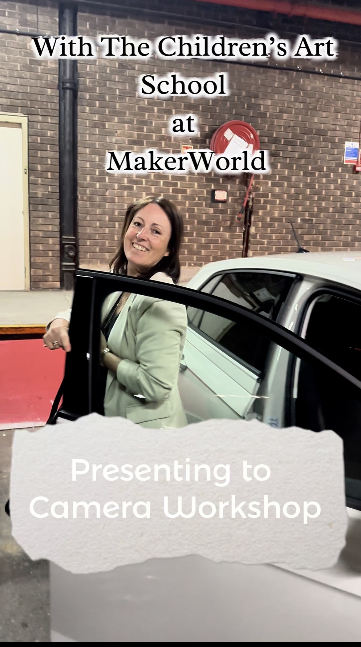 PR consultant Sophie Seddon of Sophie Seddon PR is arriving to deliver a presenting to camera training workshop at The Children’s Art School in Huddersfield. She is pictured exiting her car.