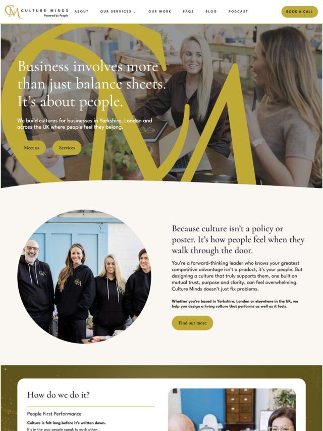 The Culture Minds website homepage carrying its new positioning copy